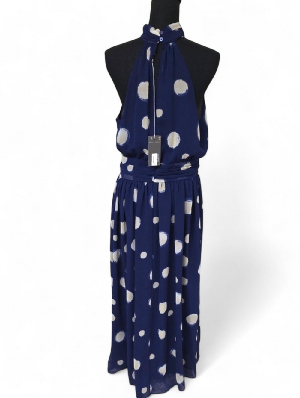 Polka Dot Halter Neck Flowy Maxi Dress - Picture 4 of 16